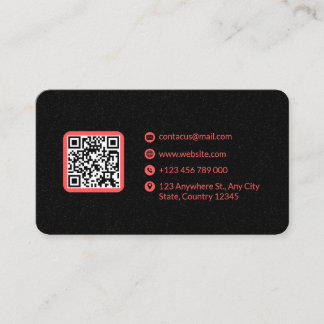 Grijs en roze minimalistische QR-code Visitekaartje