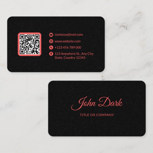 Grijs en roze minimalistische QR-code Visitekaartje (Voorkant / Achterkant)