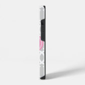 Grijs en Roze Moderne Traliewerk Aangepast Monogra iPhone Hoesje (Linkerkant)