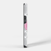 Grijs en Roze Moderne Traliewerk Aangepast Monogra iPhone Hoesje (Rechterkant)