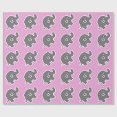 Grijs en roze olifant Baby shower inpakpapier (Vlak)