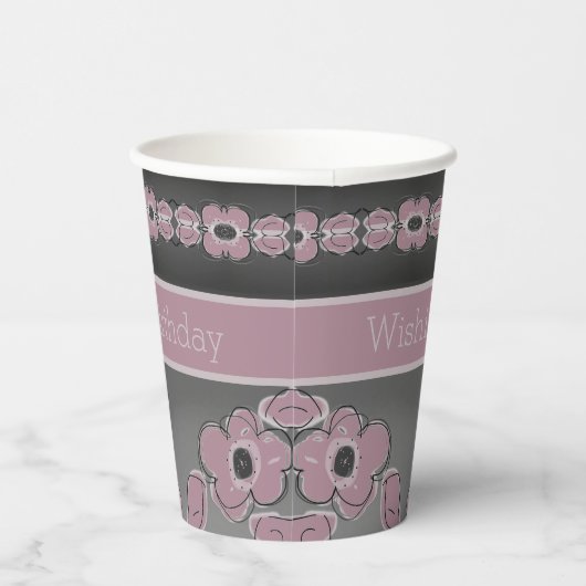 Grijs en Roze Roze Papieren Bekers (Rechts)