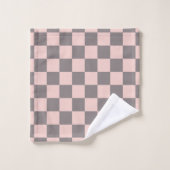 Grijs en roze schaakbord bad handdoek (Wasdoekje)