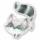 Grijs en roze schattige kat illustratie sticker (Voorkant)
