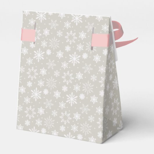 Grijs en Roze Sneeuwvlok Favor Boxes Bedankdoosjes (Achterkant)