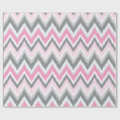 Grijs en Roze Tribal Ikat Chevron Cadeaupapier (Vlak)