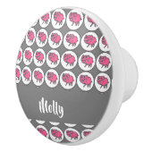 Grijs en roze varkenspatroon keramische knop (Rechts)