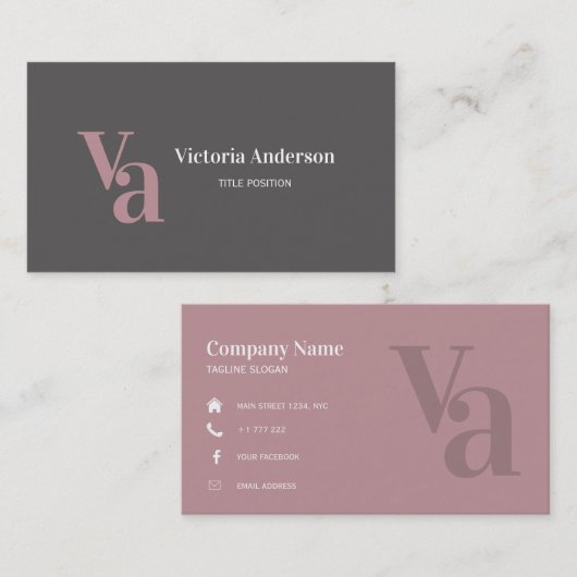 Grijs en Roze Visitekaartje (Voorkant / Achterkant)
