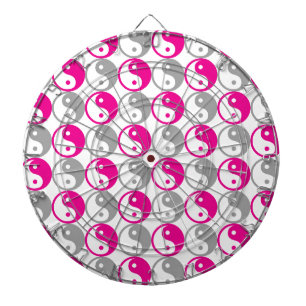 Grijs en roze yin yang patroon dartbord