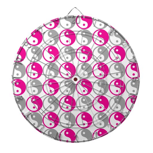 Grijs en roze yin yang patroon dartbord (Voorkant)