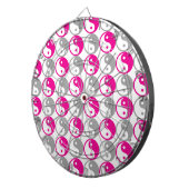 Grijs en roze yin yang patroon dartbord (Voorkant Rechts)