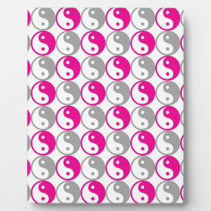 Grijs en roze yin yang patroon fotoplaat