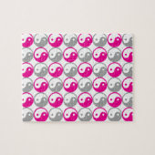 Grijs en roze yin yang patroon legpuzzel (Horizontaal)