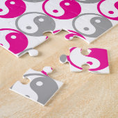 Grijs en roze yin yang patroon legpuzzel (Zijkant)