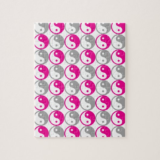 Grijs en roze yin yang patroon legpuzzel (Verticaal)