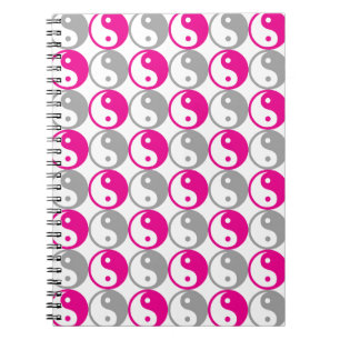 Grijs en roze yin yang patroon notitieboek