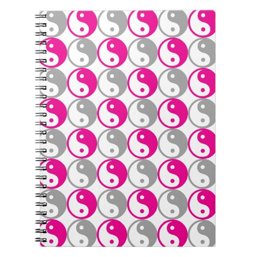 Grijs en roze yin yang patroon notitieboek (Voorkant)