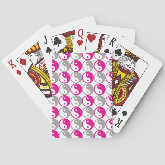 Grijs en roze yin yang patroon speelkaarten (Achterkant)