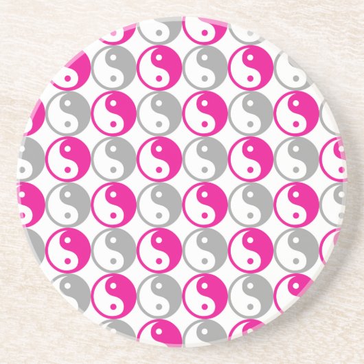 Grijs en roze yin yang patroon zandsteen onderzetter (Voorkant)