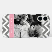 Grijs en Roze Zigzags Persoonlijke foto Case-Mate iPhone Case (Achterkant (horizontaal))