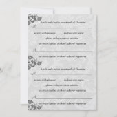 Grijs en RSVP-Briefkaart met rode Damask Swirl Kaart (Voorkant)