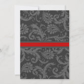 Grijs en RSVP-Briefkaart met rode Damask Swirl Kaart (Achterkant)