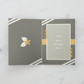 Grijs en sinaasappel met bloemen en foto's kaart (Binnen)