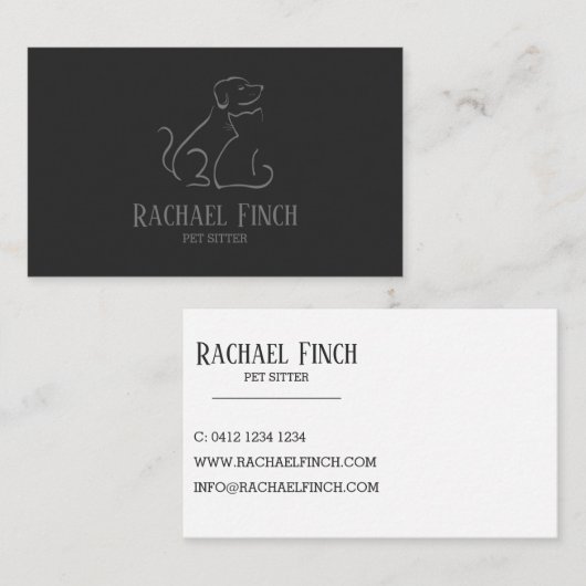 Grijs en steenkool Modern minimalistisch Logo Visitekaartje (Voorkant / Achterkant)