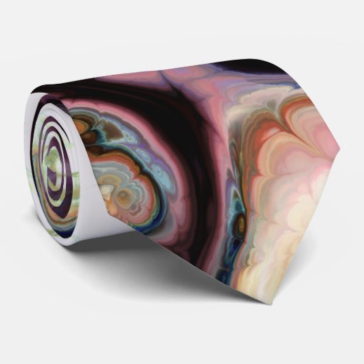 Grijs en stoffig roos roze marmer stropdas-kleurst stropdas (Opgerold)