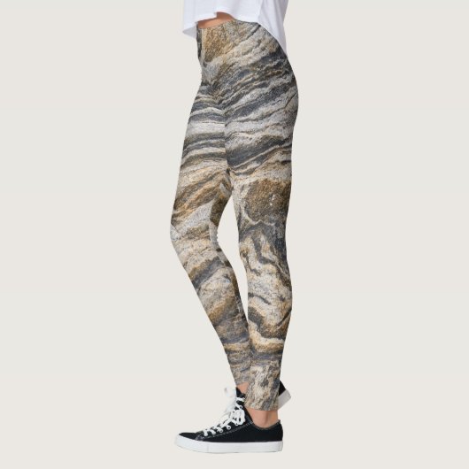 Grijs en Tan Marble Patroon Yoga Leggings (Links)