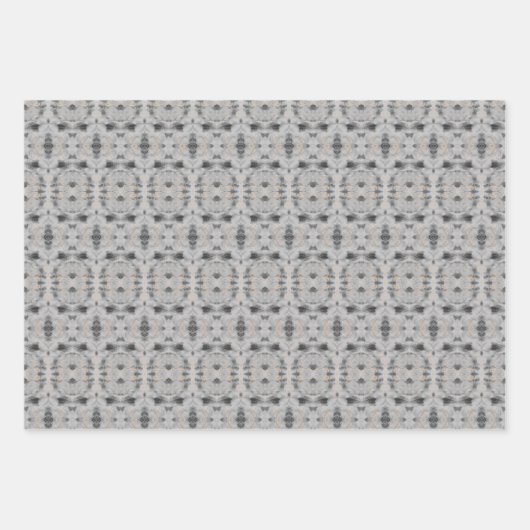 Grijs en Taupe  Patterned Bladdocument Inpakpapier Vel (Voorkant 3)