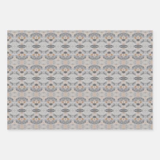 Grijs en Taupe  Patterned Bladdocument Inpakpapier Vel (Voorkant 2)