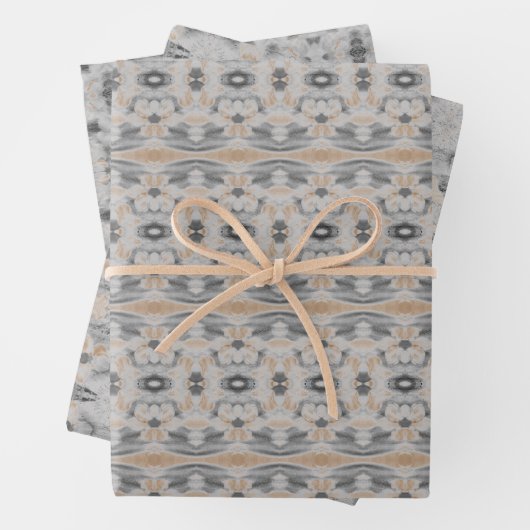 Grijs en Taupe Patterned Bladdocument Inpakpapier Vel (In situ)