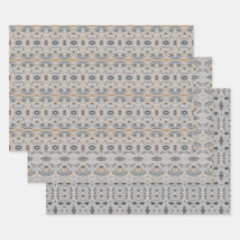 Grijs en Taupe  Patterned Bladdocument Inpakpapier Vel