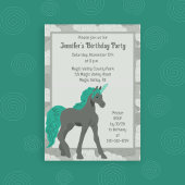 Grijs en Teal Eenhoorn Persoonlijk Kaart