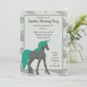 Grijs en Teal Eenhoorn Persoonlijk Kaart (Staand voorkant)