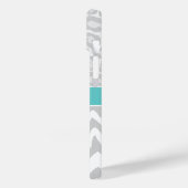 Grijs en Turquoise Dierenprint Monogram Case-Mate iPhone Case (Achterkant / Links)