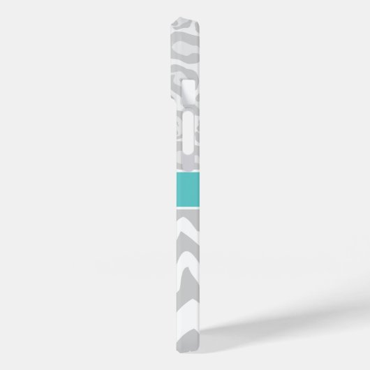 Grijs en Turquoise Dierenprint Monogram Case-Mate iPhone Case (Achterkant / Links)