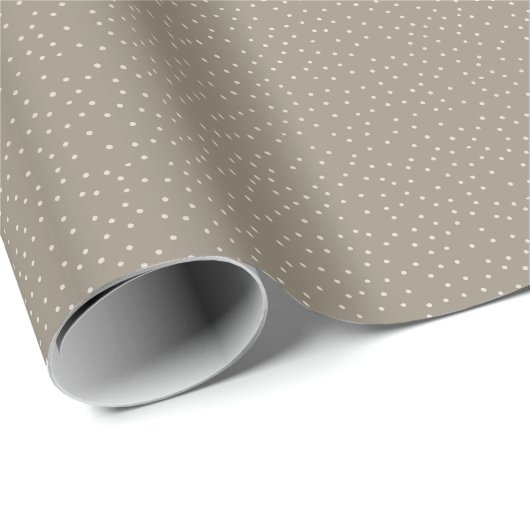 Grijs en Warm Wit Polka Dot Desaturated Tiny Cadeaupapier (Rol Hoek)