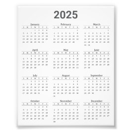 Grijs en wit 2025 jaar in een oogopslag foto afdruk