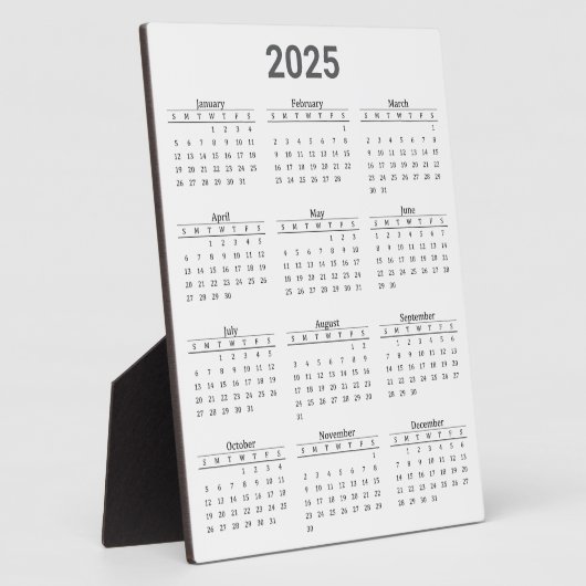 Grijs en wit 2025 jaar in een oogopslag fotoplaat (Zijkant)