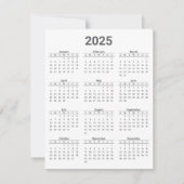 Grijs en wit 2025 Jaar in een oogopslag Kalender F Kaart (Voorkant)