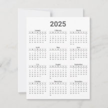 Grijs en wit 2025 Jaar in een oogopslag Kalender F
