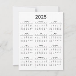 Grijs en wit 2025 Jaar in een oogopslag Kalender F Kaart