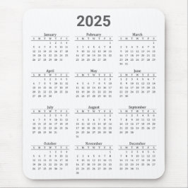 Grijs en wit 2025 jaar in een oogopslag muismat