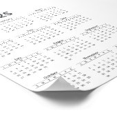 Grijs en wit 2025 jaar in een oogopslag poster (Hoek)