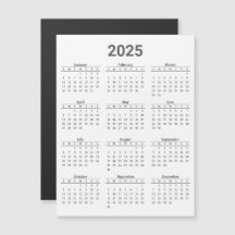 Grijs en Wit 2025 Jaarlijkse Kalender Magnetische 