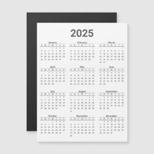 Grijs en Wit 2025 Jaarlijkse Kalender Magnetische