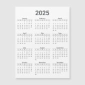 Grijs en Wit 2025 Jaarlijkse Kalender Magnetische  (Voorkant)