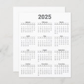 Grijs en wit 2025 Jaarlijkse kalender Papieren Bla (Voorkant / Achterkant)